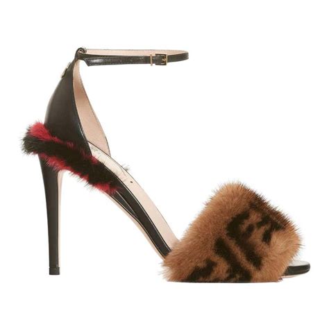 gold fendi heels|fendi heels with fur.